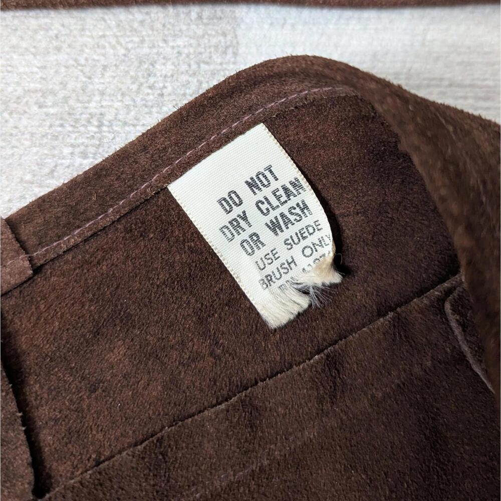 SOLD Vintage 70s chocolate brown suede wrap mini skirt - Picture 4 of 5